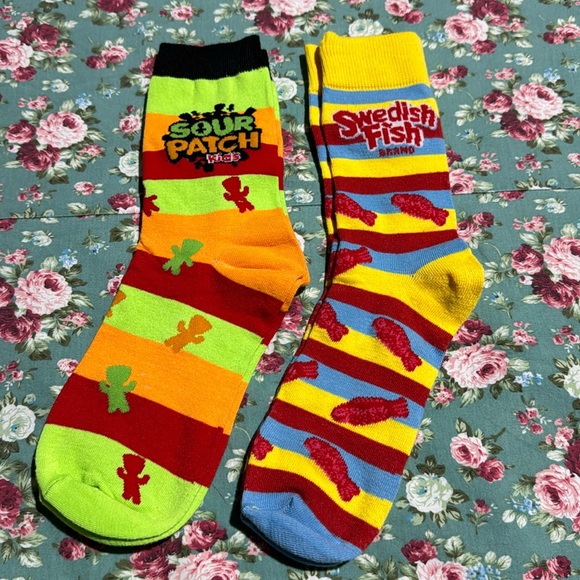 New! Sour Patch Kids! & Swedish Fish brand Socks! 2 pairs of socks never worn 💫 - Picture 1 of 3